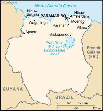 Foto: Suriname-politick� mapa